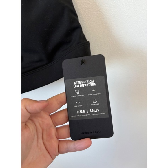 New Fabletics Asymmetrical Low Impact Bra – Black – Size Medium - Picture 3 of 4